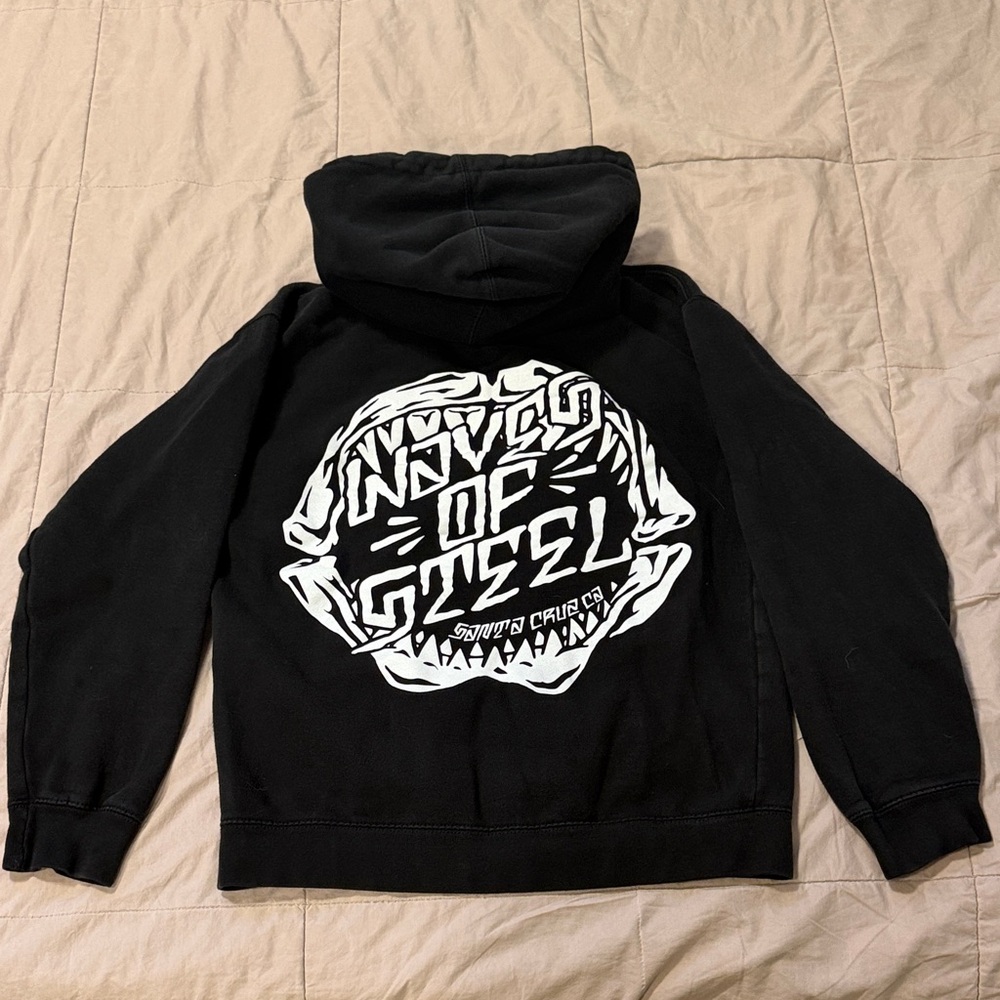 Santa Cruz Waves Of Steel Black Hoodie with White Graphic